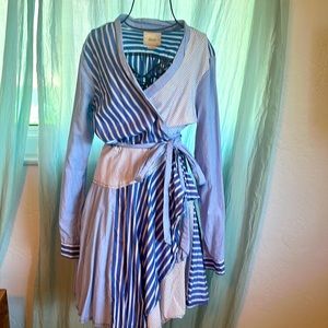 Maeve Striped Patchwork Wrap Dress Anthropologie